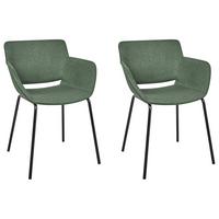 ESSZIMMERSTUHL 2er-Set Stoff Grün Axtel - Grün, Textil (60/81/52cm) - Beliani