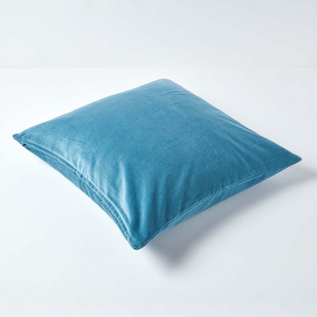 KISSENHÜLLEN 2er-Set Baumwollsamt blau 40/40 cm - Blau, Textil (40/40cm) - Homescapes