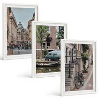 BILDER SET 3er Set - 40x60 cm Weißer Rahmen - Stadtansichten von Gebäuden - Weiß, Kunststoff (40/60cm) - TULUP