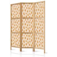 PARAVENT Japanischer 3-tlg 135x172 cm Beige Abstraktion - Orange, Holz/Textil (135/172/3cm) - Muralo