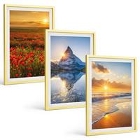 BILDER SET 3er Set - 40x60 cm Goldrahmen - Landschaften aus Bergen und Meeren im Westen - Goldfarben, Kunststoff (40/60cm) - TULUP