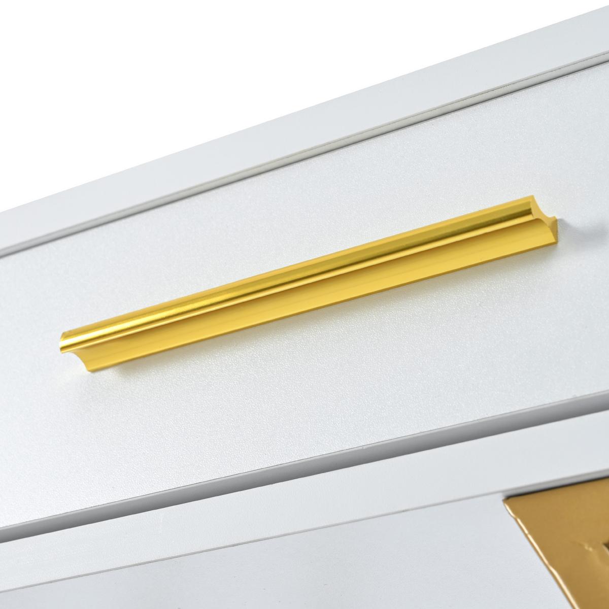 KONSOLENTISCH Golden und Weiß 110/32/85CM - Weiß, Holzwerkstoff/Metall (110/32/85cm) - Urban Meuble