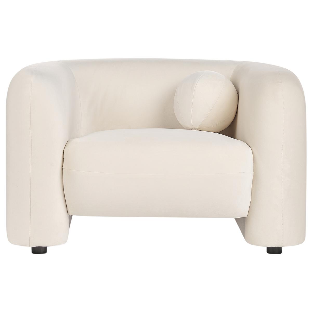 SESSEL Samtstoff Cremeweiß Leiren - Creme, Textil (111/73/83cm) - Beliani