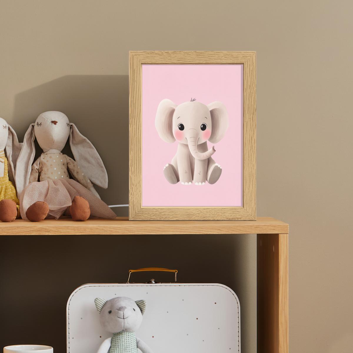 NACHTTISCHLAMPE Elefant - Baby - Rosa - Cartoon 15x20 cm - Rosa, Holzwerkstoff (8/15/20cm) - OnlyWow
