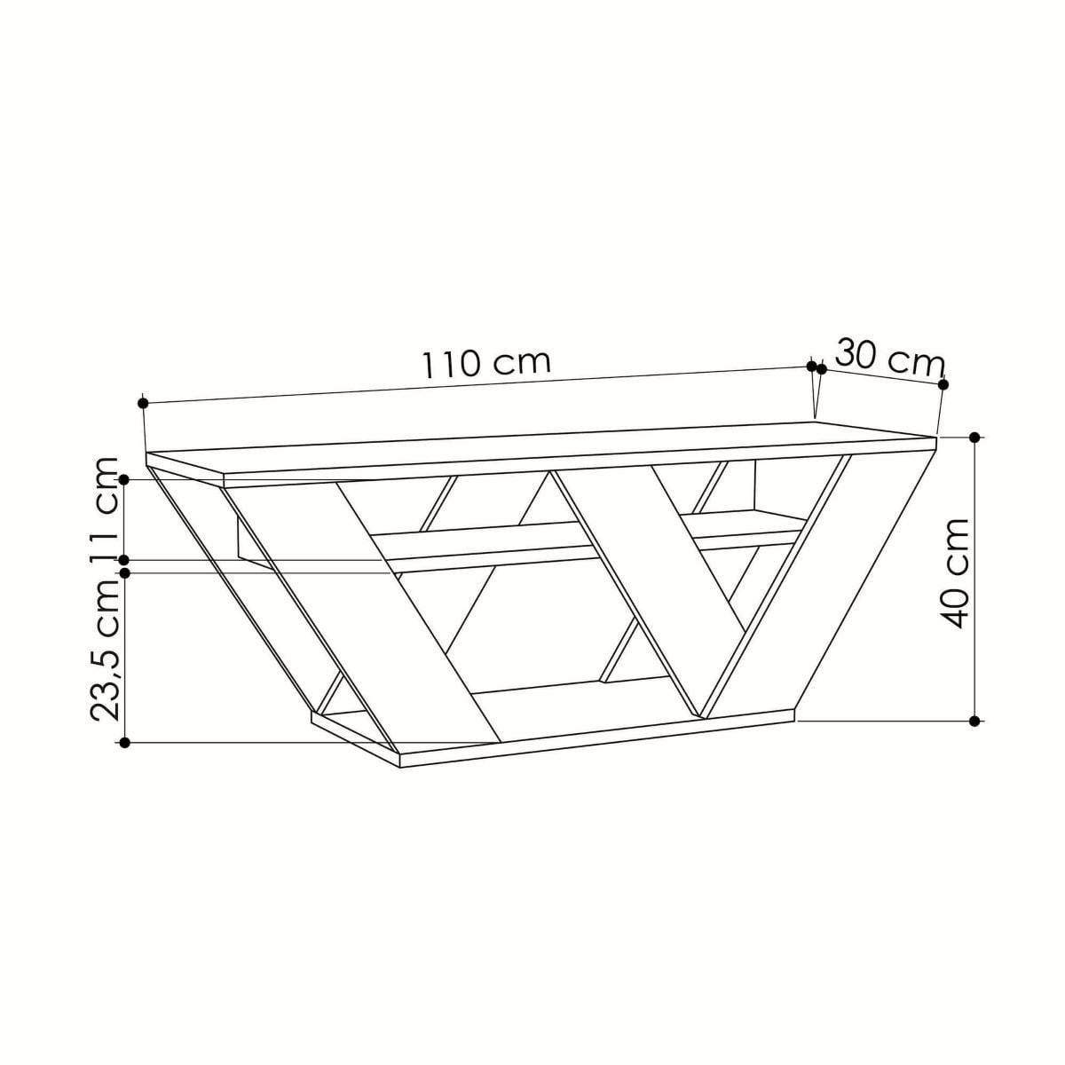 TV-MÖBEL 3 Regale L110 cm - Pipralla - Eichefarben, Holzwerkstoff (30/40/12cm) - Calicosy