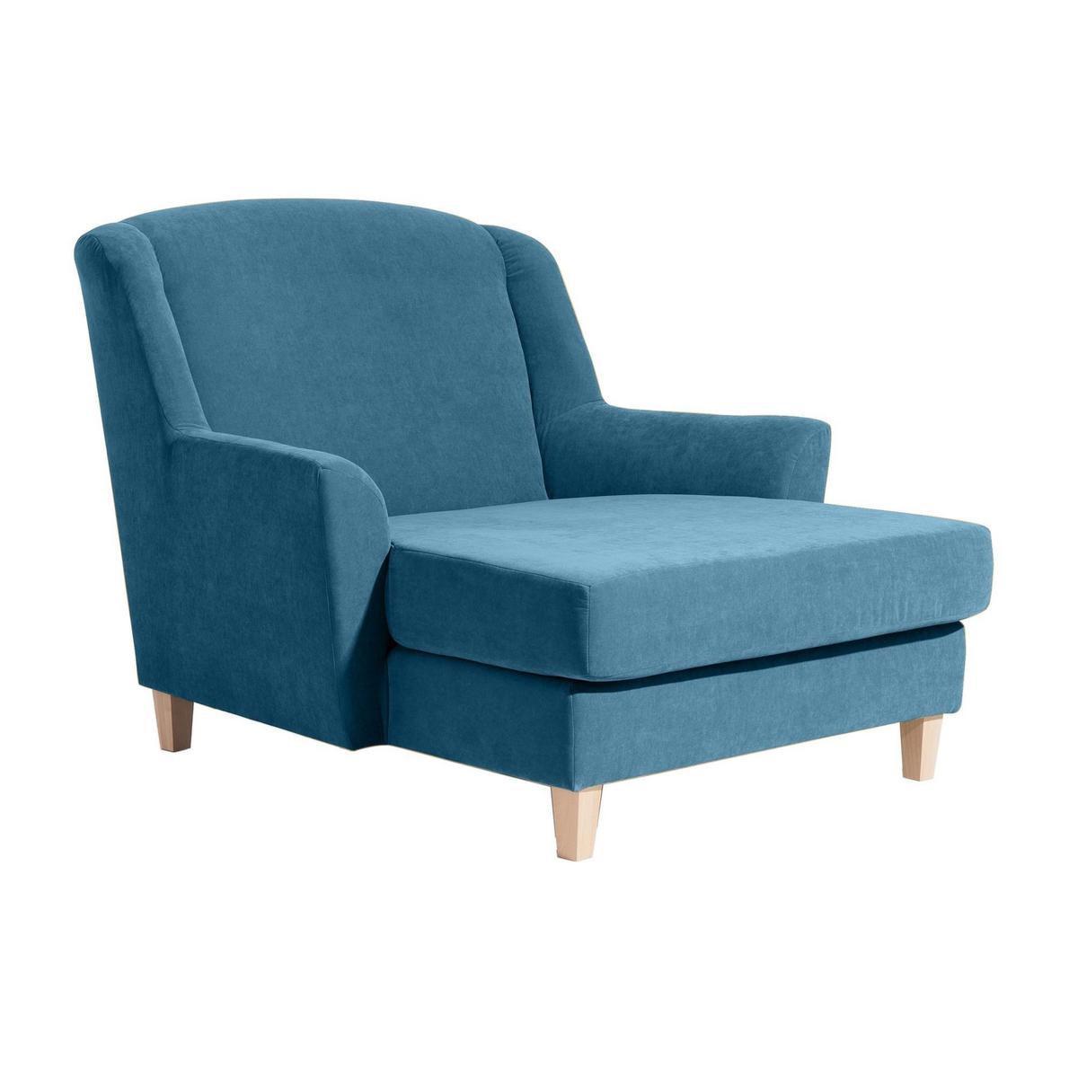 SESSEL XXL Karil Bezug Veloursstoff Buche natur / petrol - Blau, Kunststoff (136/107/142cm) - 58aufmkessel