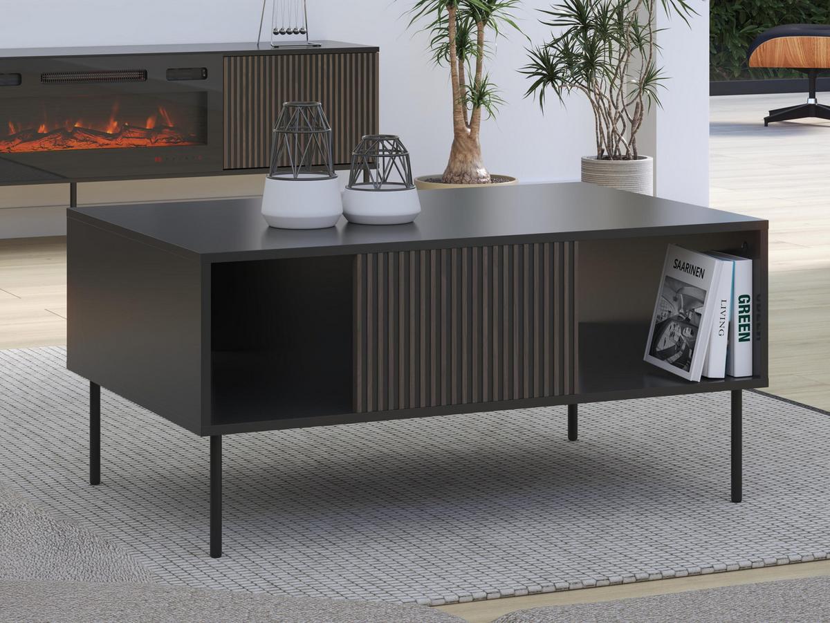 COUCHTISCH 104 Notte 03 - Nussbaumfarben/Schwarz, Holzwerkstoff/Metall (68/104/49cm) - MIRJAN24
