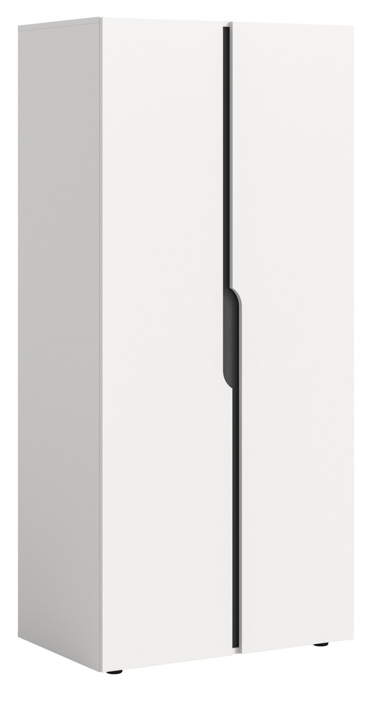 KLEIDERSCHRANK weiß, grau 81 x 176 cm, Drehtürenschrank 2-türig - Schwarz/Weiß, Holzwerkstoff/Kunststoff (81/176/51cm) - Inn.Furn
