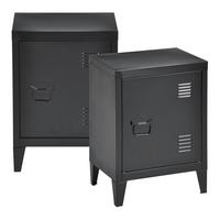 NACHTSCHRANK-SET 2 TLG. Inari - Schwarz, Metall (40/57/30cm) - [en.casa]