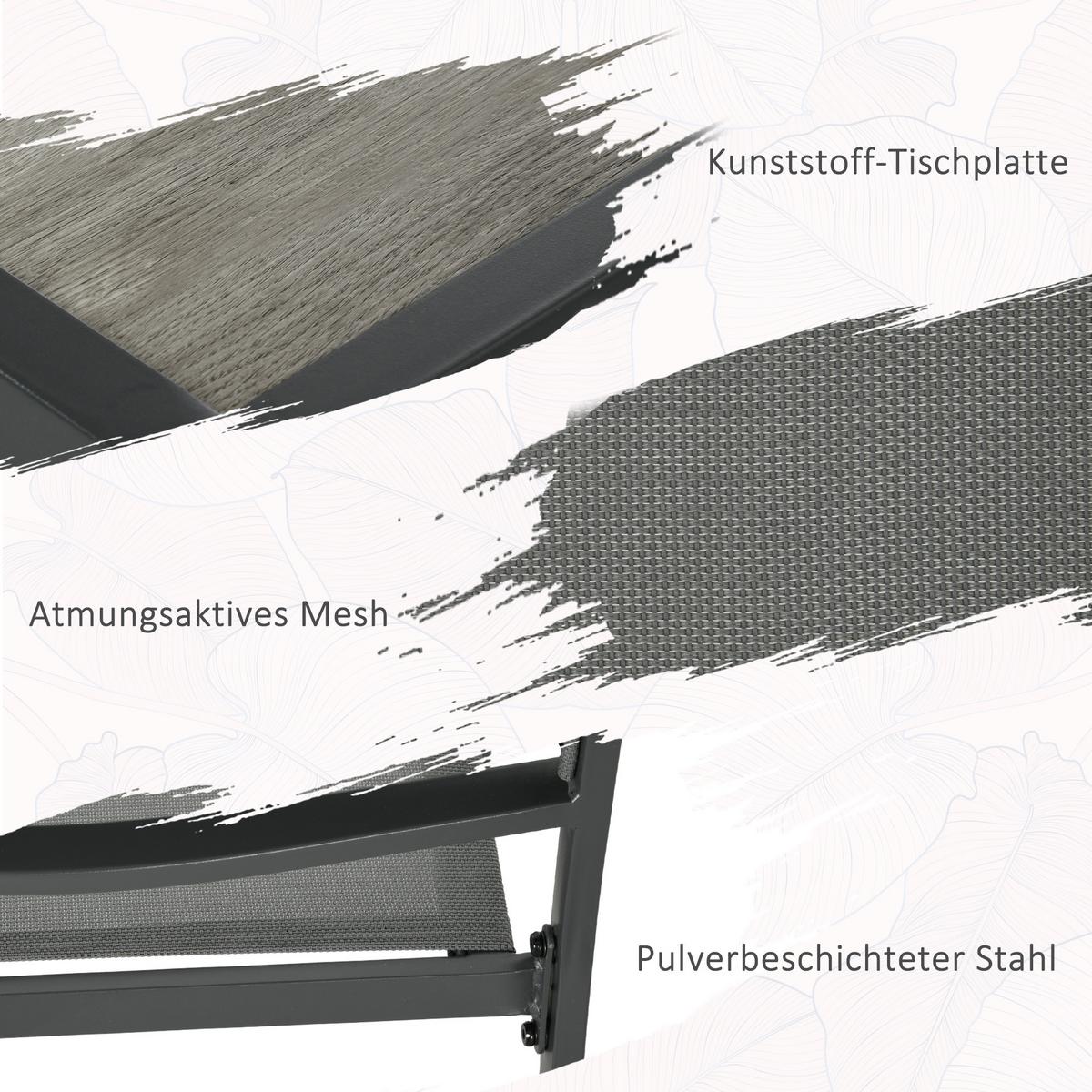 SITZGRUPPE Gartenmöbel-Set, 1 Esstisch, 4 stapelbaren Stühlen, Textil, Dunkelgrau - Grau, Textil/Metall - Outsunny
