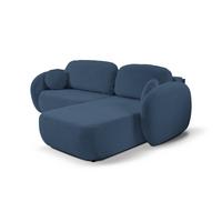 ECKSOFA AMICO R-S Dunkelblau Geflochtener Stoff mit Schlaffunktion - Dunkelblau, Holz (248/174cm) - MASSENO
