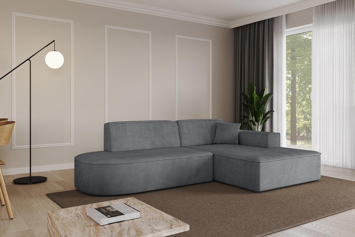 ECKSOFA Ottomane Rechts IREA-L1-v4 - 232x165x77 cm Duneklgrau - Dunkelgrau, Holzwerkstoff/Textil (232/165cm) - ALTDECOR