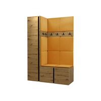 GARDEROBEN-SET Orion IX - Eiche Artisan/Orange, Holzwerkstoff/Kunststoff (124/186/46cm) - MIRJAN24