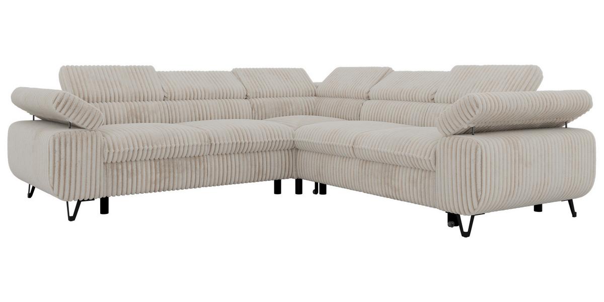 ECKSOFA QUADRO L - Beige Cord - Links Seite - Beige/Creme, Textil/Metall (269/269cm) - MKS