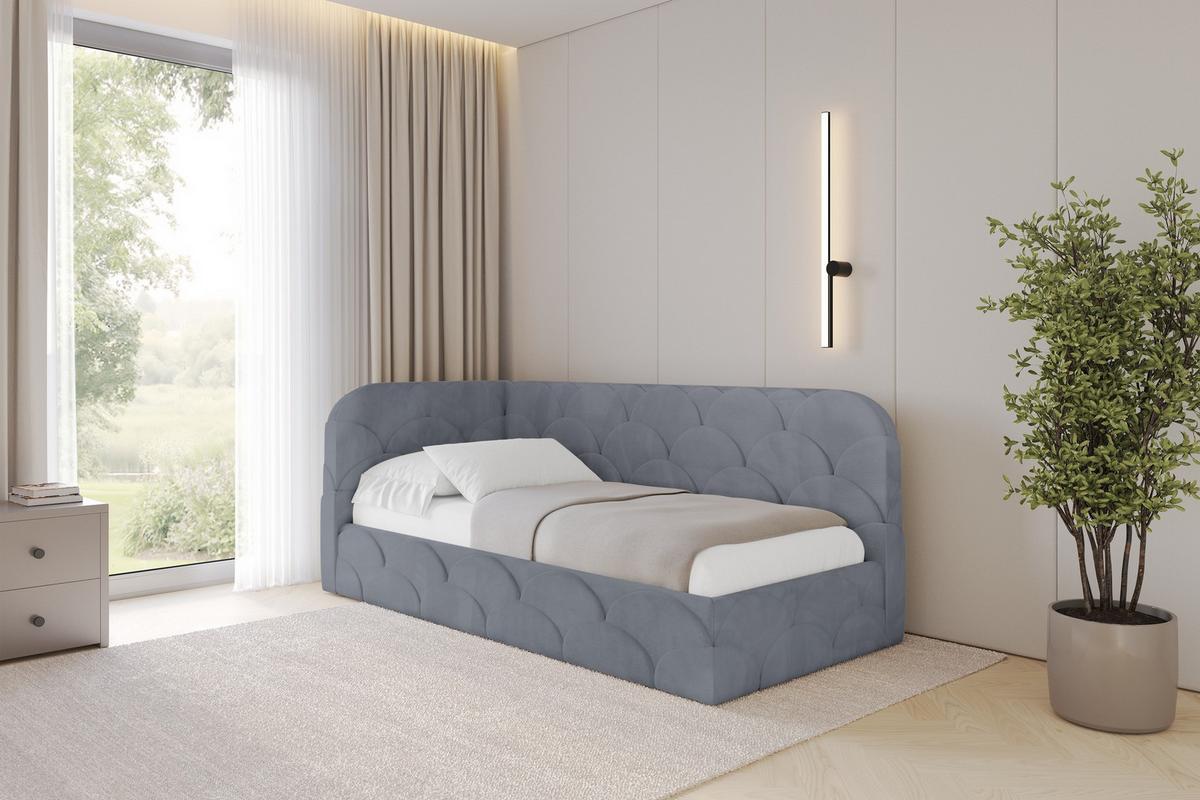 EINZELLBETT Jugendbett mit Bettkasten, Rechts - ELRY 100x200 Grau - Blaugrau, Holzwerkstoff/Textil (100/200cm) - ALTDECOR