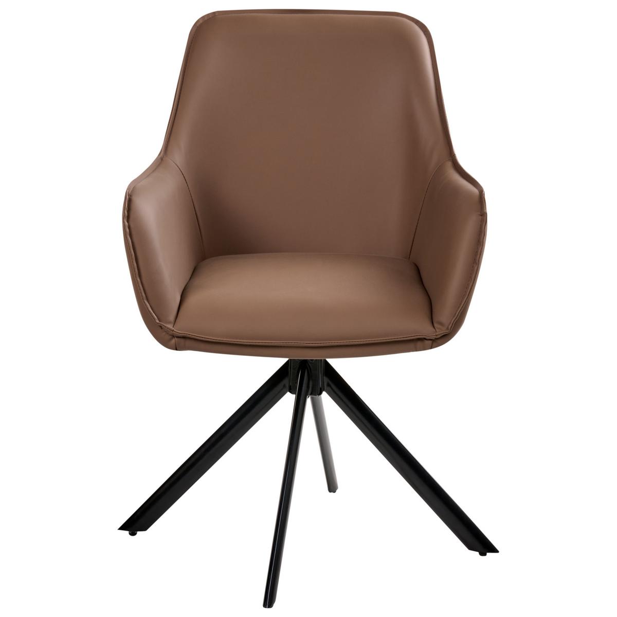 ESSZIMMERSTUHL drehbar Kunstleder Braun Mornas - Braun, Kunststoff (58/84/68cm) - Beliani