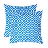 OUTDOOR-KISSEN ZOE 2er-Set 45/45 cm – blau gemustert - Blau, Textil (45/45cm) - Homescapes