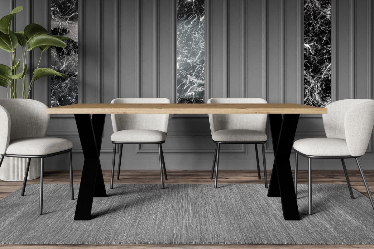 ESSTISCH 160x90x75 cm - Artisan Eiche Optik/Schwarz - KLYN X - Eichefarben, Holzwerkstoff (160/90/75cm) - ALTDECOR