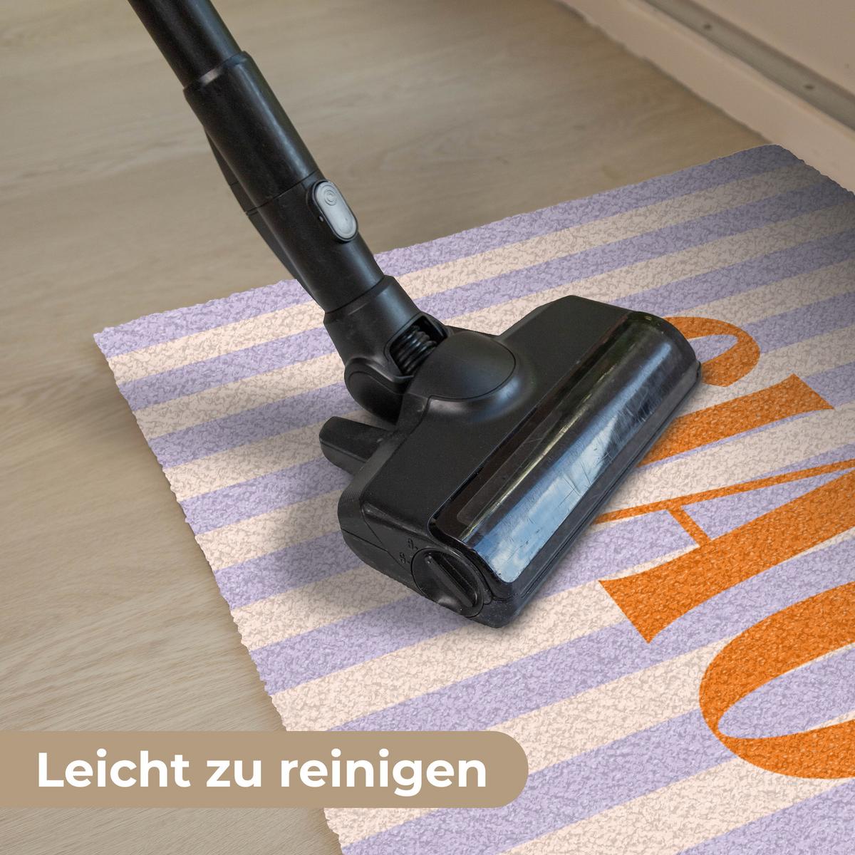 FUSSMATTE Ciao - Zitat - Pastell - Streifen Schmutzfangmatte 60x40 cm - Flieder, Kunststoff (60/0.4cm) - MuchoWow