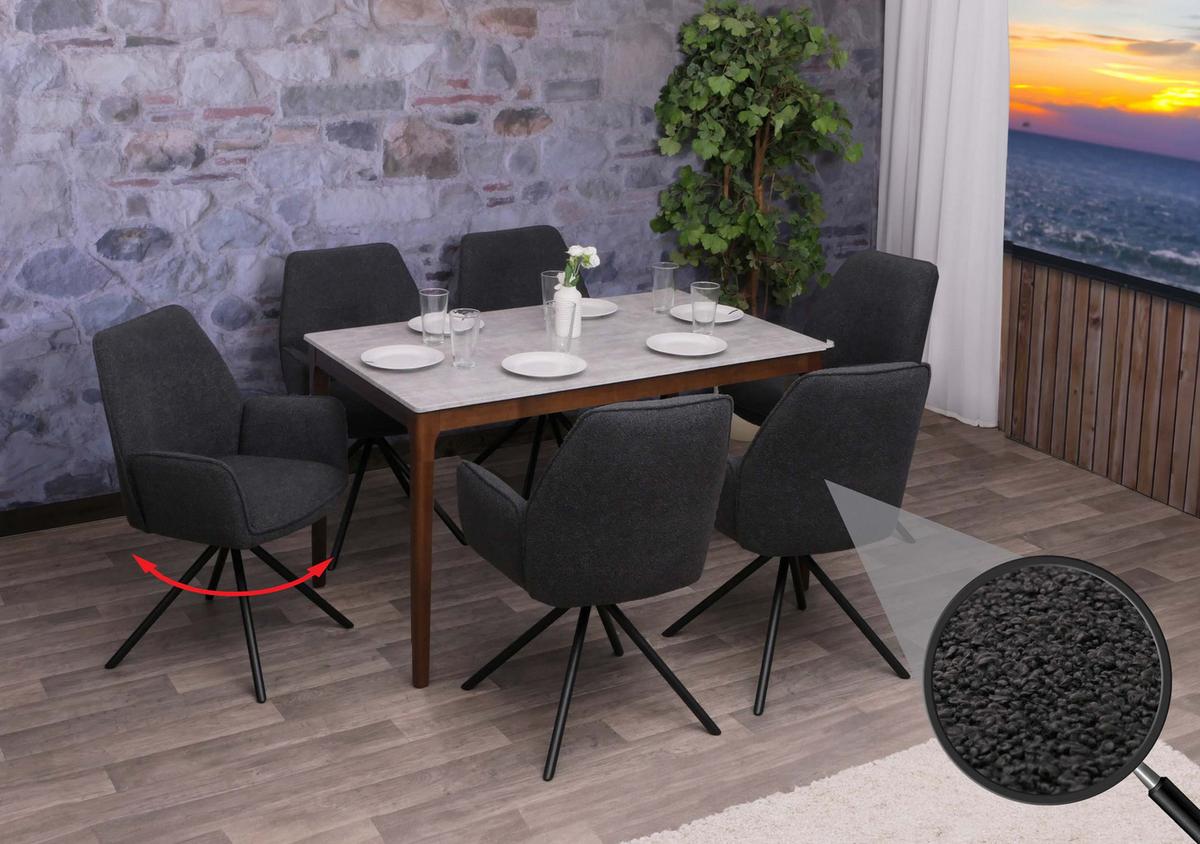 ESSZIMMERSTUHL Grau 6er-Set - Dunkelgrau/Grau, Textil (60/86/60cm) - MCW