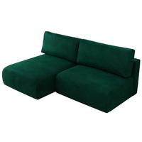 ECKSCHLAFSOFA VIVO L Dunkelgrün Velvet - links - Dunkelgrün/Schwarz, Kunststoff/Textil (223/150cm) - MKS