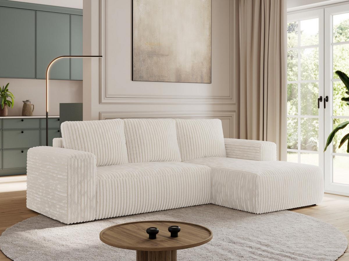 ECKSOFA TRENTINO L Beige Cord - Rechts - Beige/Schwarz, Kunststoff/Textil (164/266cm) - MKS