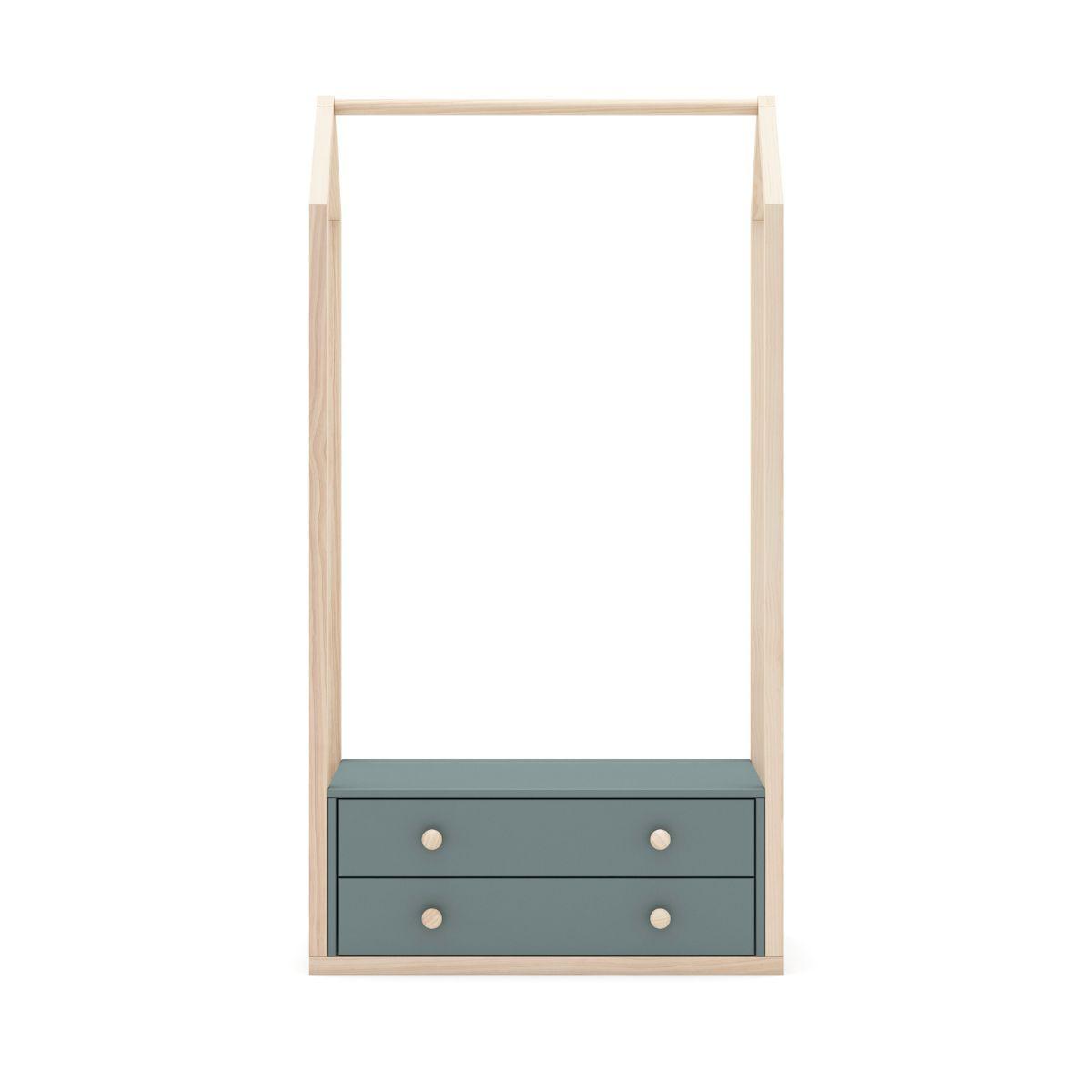 KLEIDERSCHRANK mit 2 Schubladen L80 cm - Esteban - Grün, Holzwerkstoff (40/170/80cm) - Calicosy