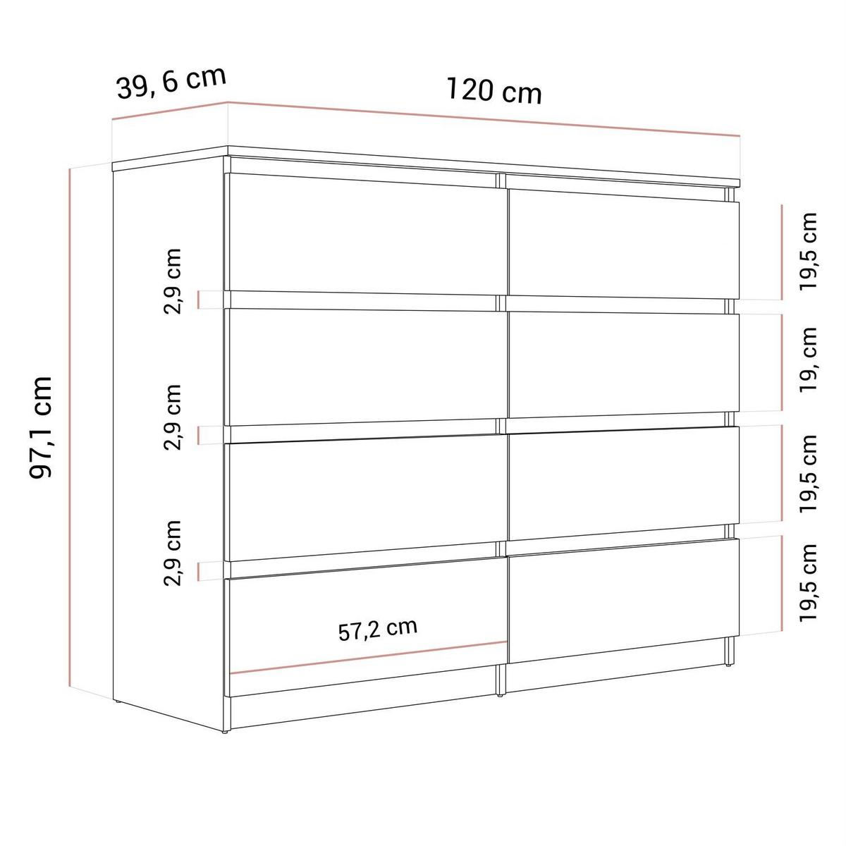 SIDEBOARD HANA M8 mit Schubladen Artisan Eiche / Anthrazit - Eiche Artisan, Holzwerkstoff (120/97/40cm) - Lookway