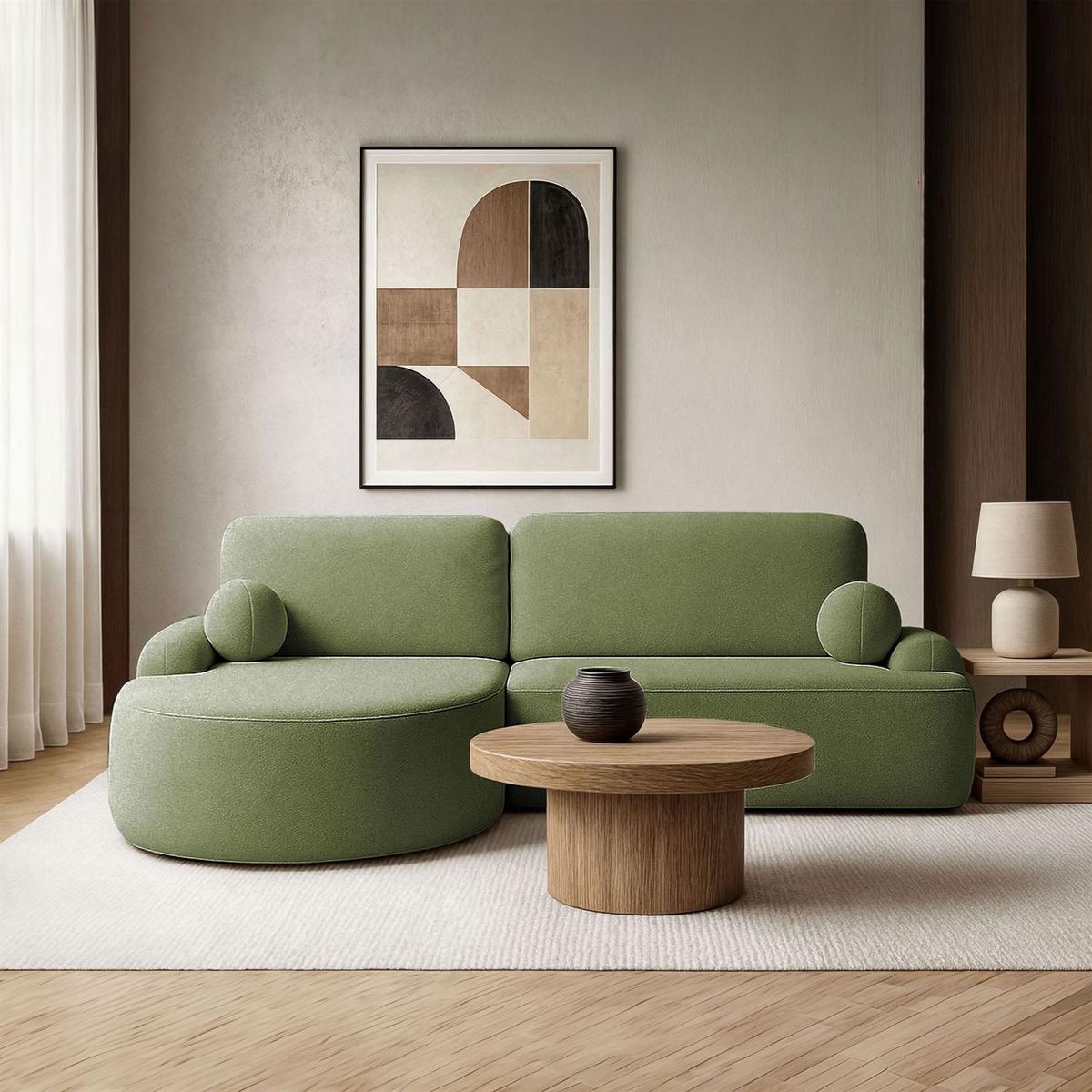 ECKSOFA CLEO mit Schlaffunktion Version Linke QUELLE 38 - Grün, Kunststoff (264/172cm) - Lookway