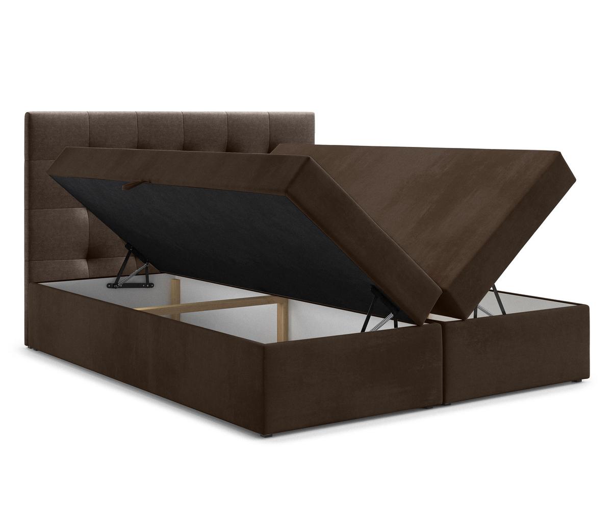 BOXBETT GALATA 140x200 cm mit Bettkasten und Matratze - Braun + TOPPER - Schwarz/Braun, Holz/Holzwerkstoff (140/200cm) - AX Living