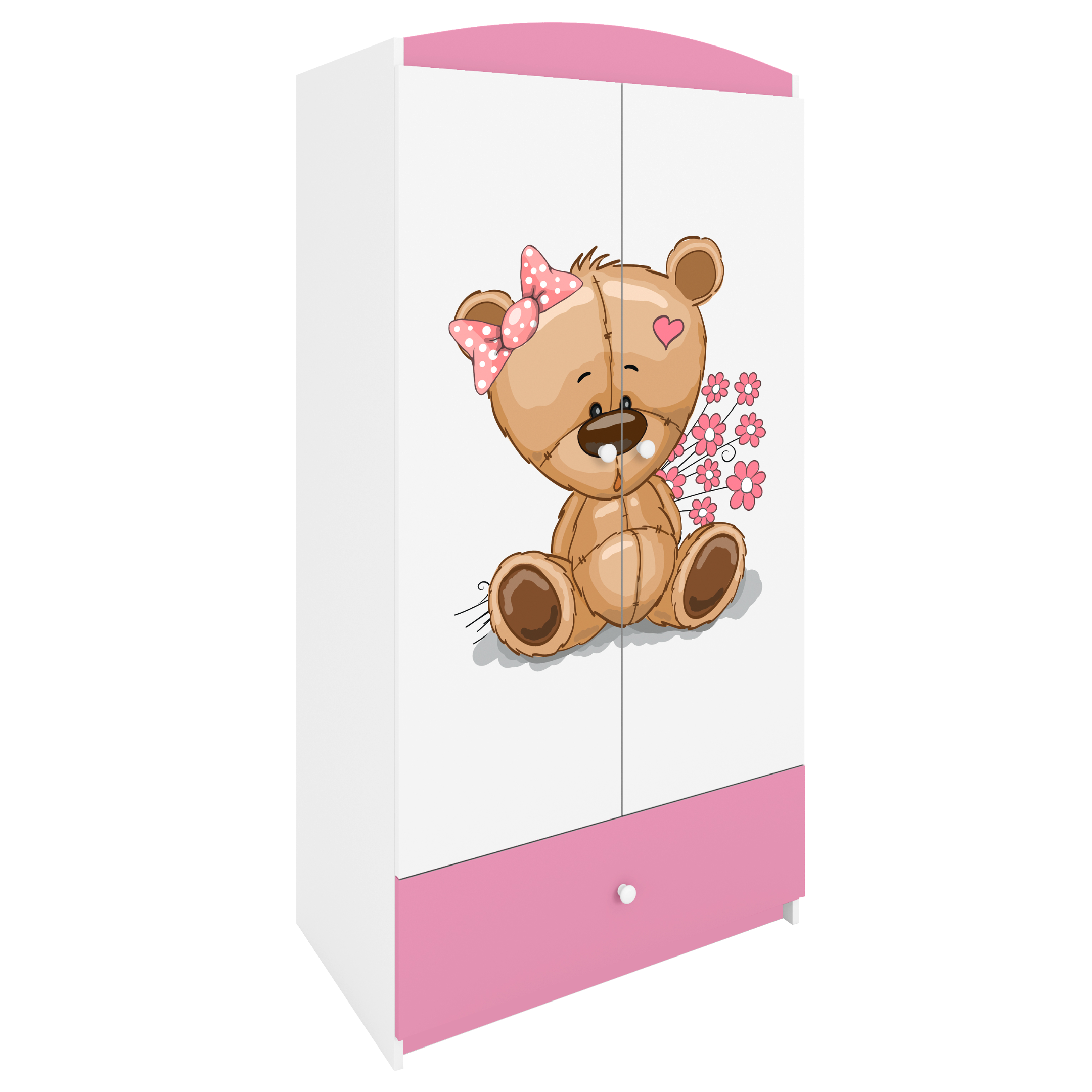 KINDERKLEIDERSCHRANK Teddybär II - Hellrosa, Holzwerkstoff (90/175/52cm) - RAUMHIRSCH FURNITURE