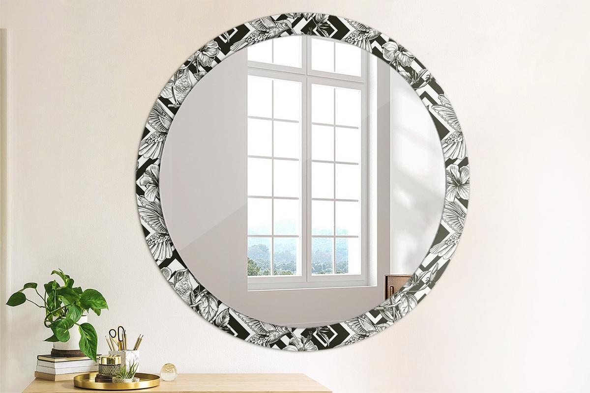 SPIEGEL Rund Ø 100 cm mit Aufdruck - Schwarz, Glas (100/100/0.4cm) - Wallfluent