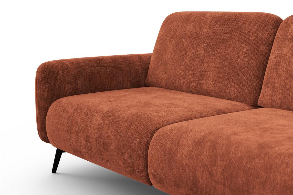 SOFA FEBE 3-Sitzer, rostroter Chenille-Stoff - Rostfarben/Schwarz, Holz/Textil (190/82/96cm) - Wozimo
