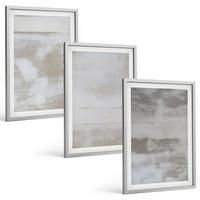 BILDER SET 3er Set - 40x60 cm Silberner Rahmen - Moderne, Used-Look-Texturen - Silberfarben, Kunststoff (40/60cm) - TULUP