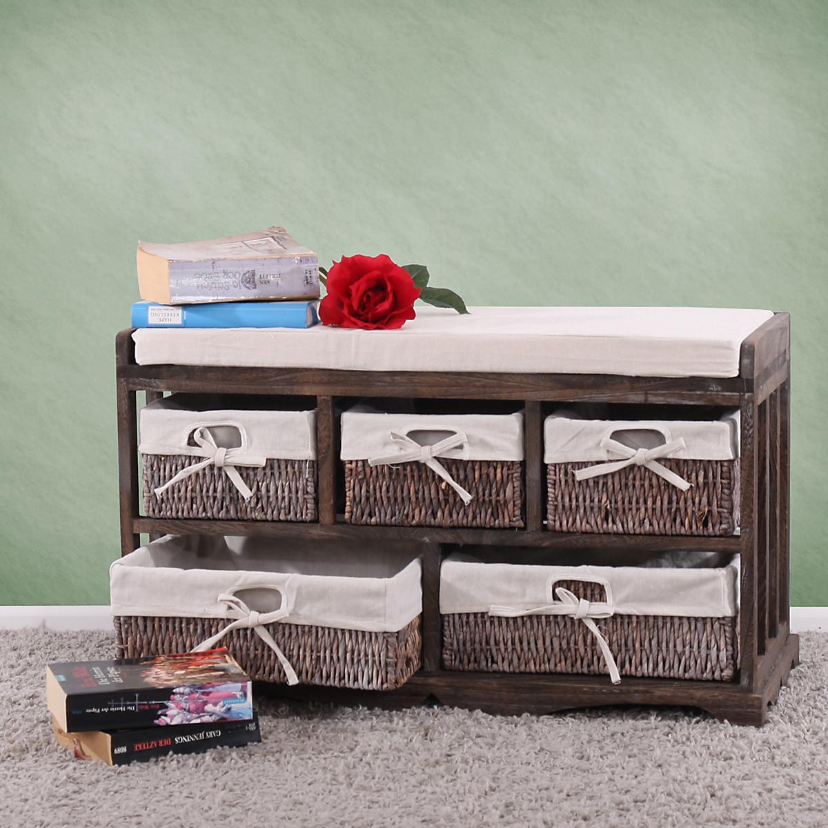 KOMMODE UND SITZBANK 5 SCHUBLADEN Braun - Braun, Holz (77/45/36cm) - MCW