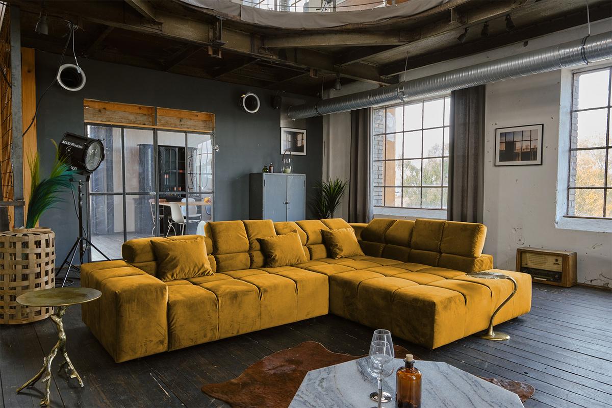 ECKSOFA NEVADA Gelb Velvet - Currygelb/Gelb, Textil (319/215cm) - KAWOLA