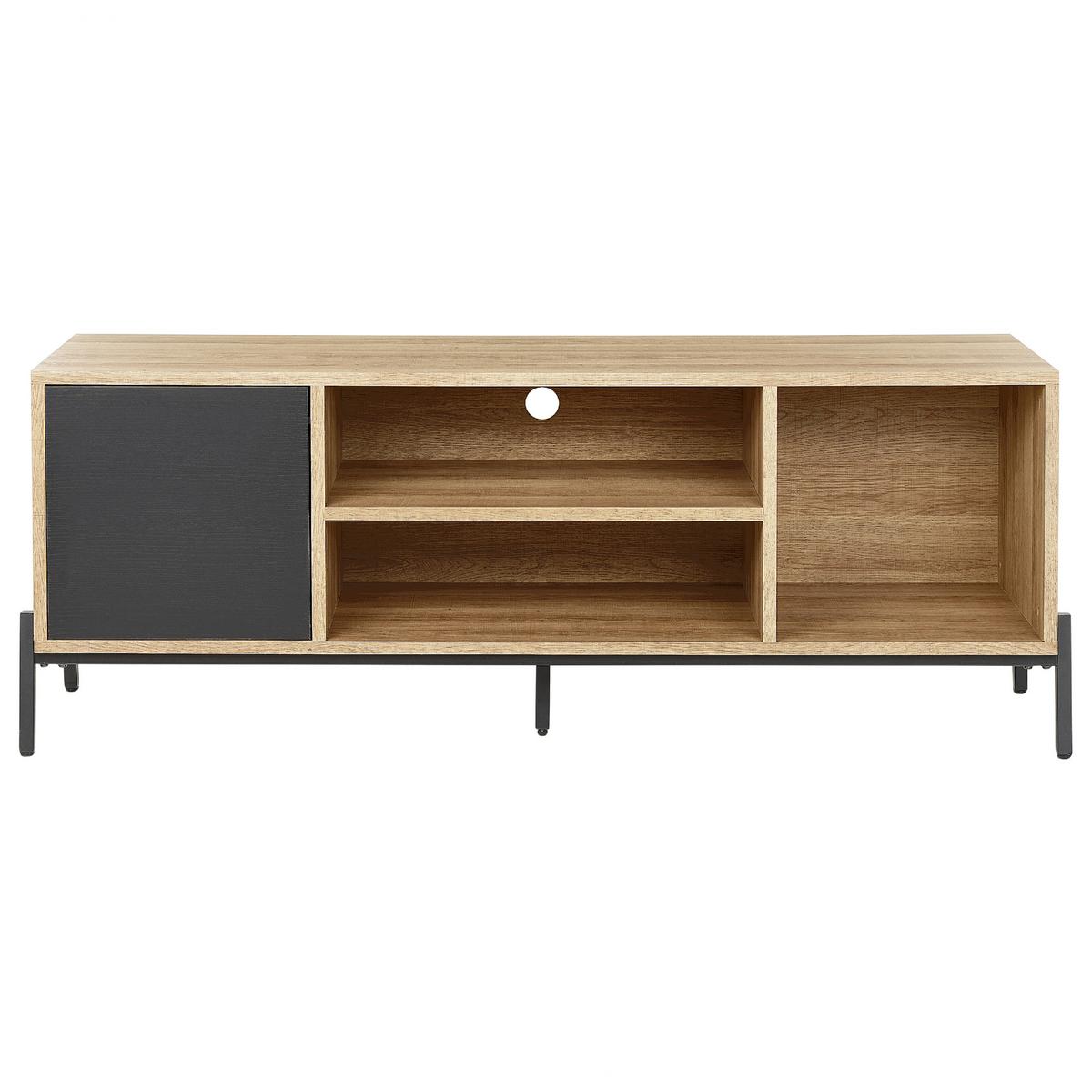 TV-MÖBEL Hellbraun, Grau, Schwarz MOINES 56/140/40 cm - Hellbraun, Holzwerkstoff (140/56/40cm) - Beliani