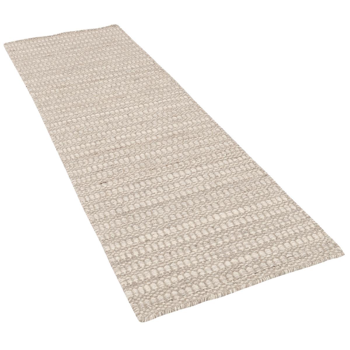 NATUR TEPPICH LÄUFER WOLLE SKANDI MELIERT - Grau, Textil (90/160cm) - Pergamon