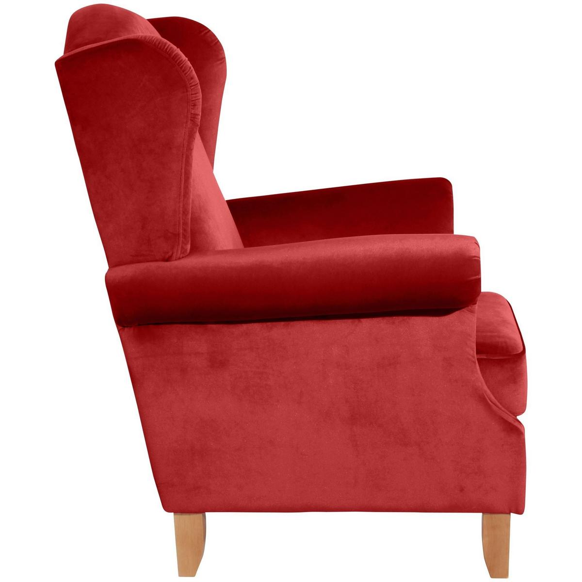OHRENSESSEL Katria Bezug Samtvelours Buche natur / ziegel - Rot, Kunststoff (88/108/84cm) - 58aufmkessel