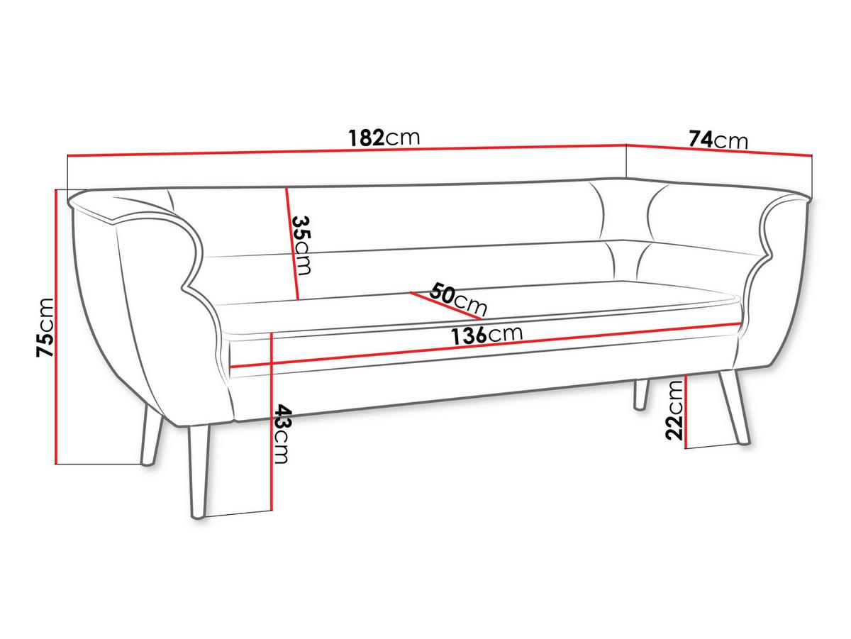 SOFA Bal 3 - Hellgrau/Naturfarben, Holz/Textil (182/75/74cm) - MIRJAN24