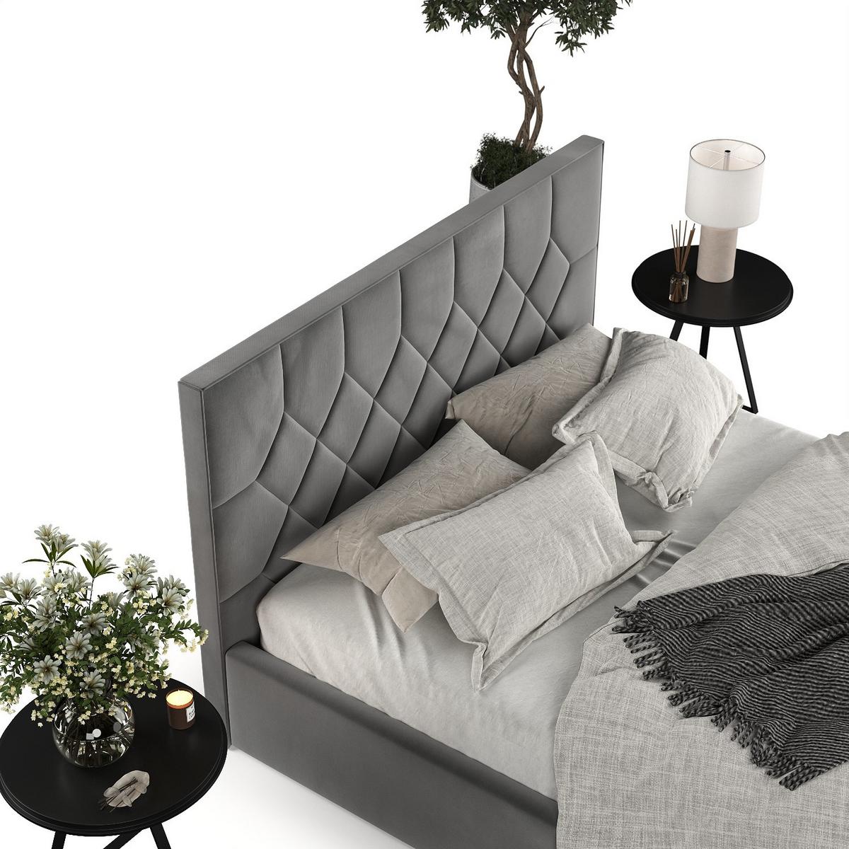 POLSTERBETT Brisa 180/200 cm Grau im Kronos Stoff - Schwarz/Naturfarben, Holz/Holzwerkstoff (180/200cm) - AltaBeds