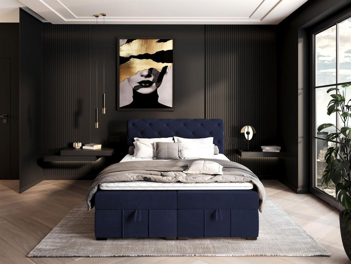 BOXBETT Gisel - Blau, Holzwerkstoff/Textil (180/200cm) - Fun Möbel