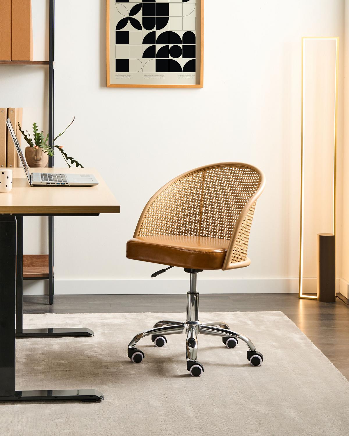 SCHREIBTISCHSTUHL Braun Baltimore - Silberfarben/Schwarz, Kunststoff (50/76/50cm) - Beliani