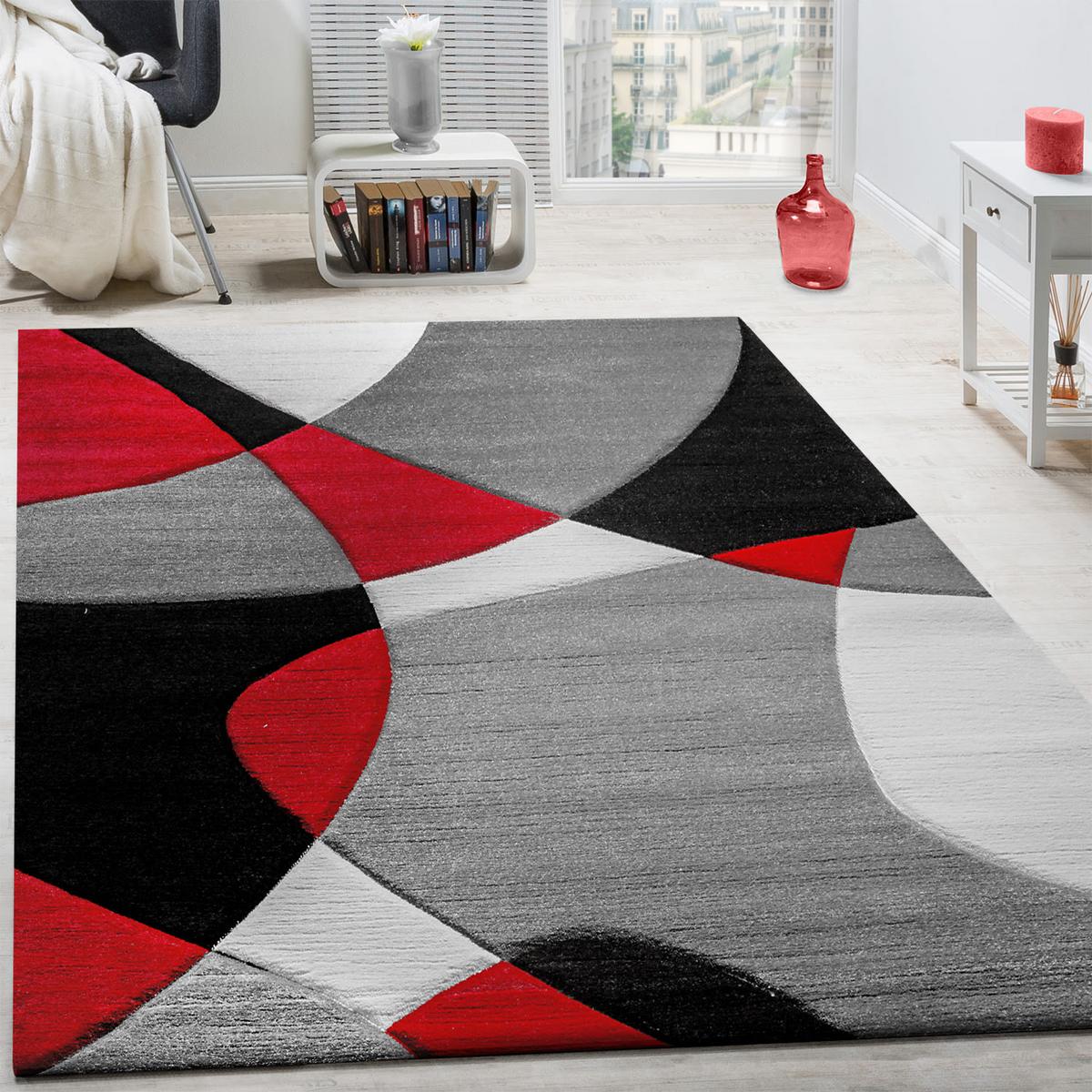 KURZFLORTEPPICH, abstrakt, aus Polypropylen, Florhöhe 12 mm, Rot, 60 x 110 cm - Rot, Textil (110/60cm) - KADIMA DESIGN