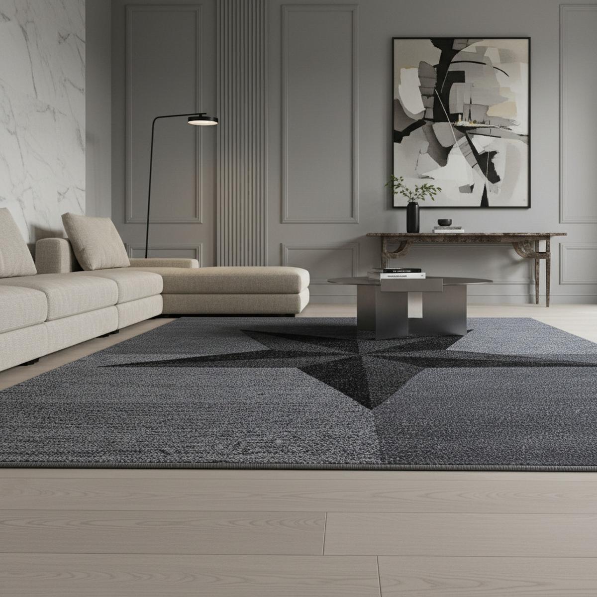 TEPPICH Kurzflor INN in Grau, mit Sternen-Motiv, 120 x 170 cm - Grau, Textil (170/120cm) - KADIMA DESIGN