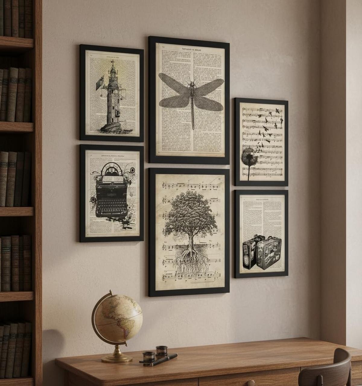 POSTER Set Mit 6 Natur und Reiseenzyklopädie Thema im Retro Vintage Stil A3 & A4 Rahmenlos - Klar, Papier (29/3cm) - Nacnic