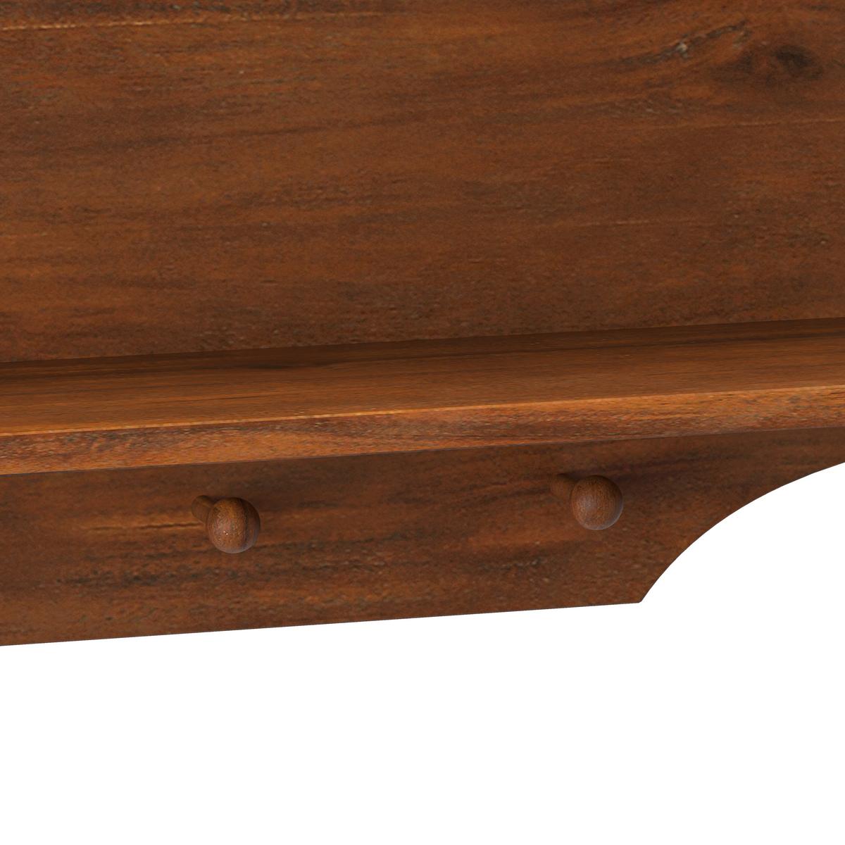 WANDSCHRANK Massivholz Braun 4 Glastüren 3 Ebenen & Hakenleiste 100cm - Braun, Holz/Holzwerkstoff (100/80/20cm) - Urban Meuble