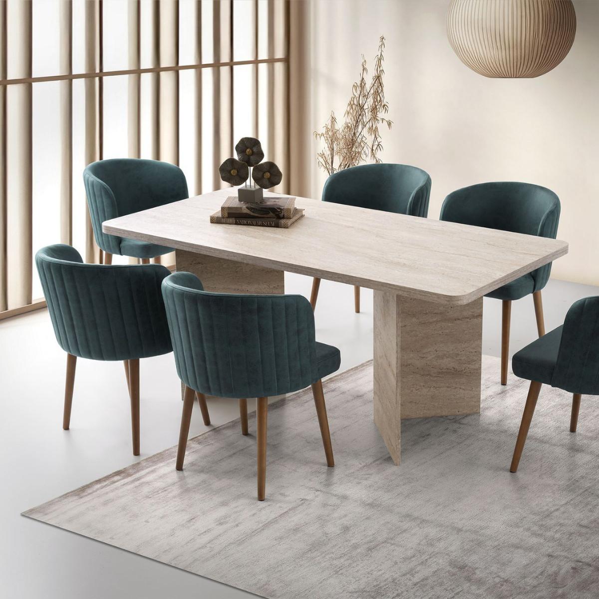 ESSTISCH mit rechteckiger Platte und 2 Beinen L180 cm - LOFT - Beige, Holzwerkstoff (95/90/77cm) - Calicosy