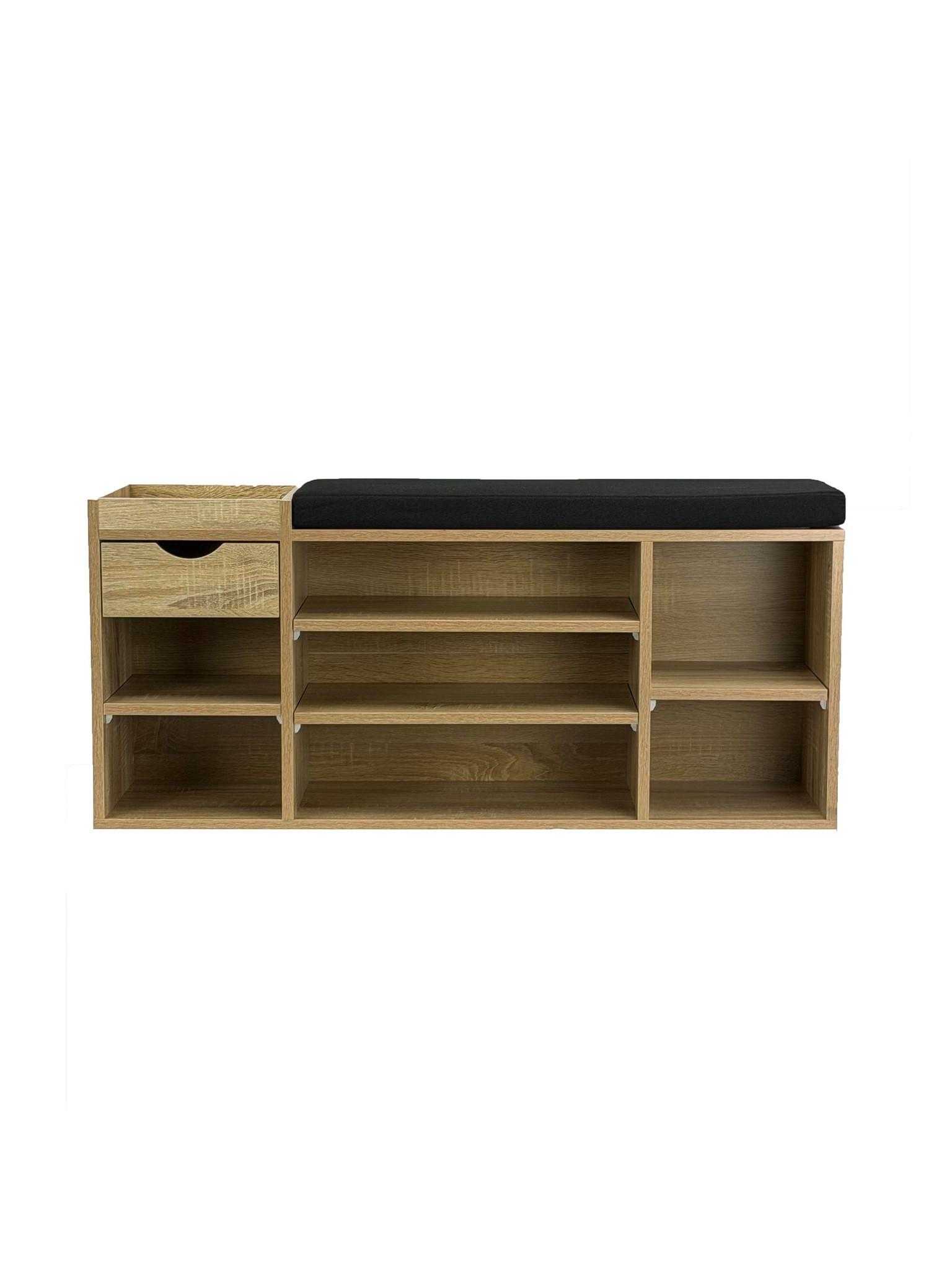 GARDEROBENBANK CARTAGENA, Stoff, Sonoma, 100 x 30 x 45 cm - Hellbraun/Schwarz, Holzwerkstoff/Textil (100/45/30cm) - KADIMA DESIGN