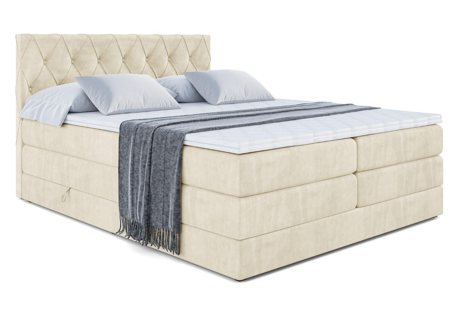 BOXSPRINGBETT AMAY-BZ KING - 120 x 200 - H3/H4 - Beige - Beige, Holzwerkstoff (120/200cm) - ALTDECOR